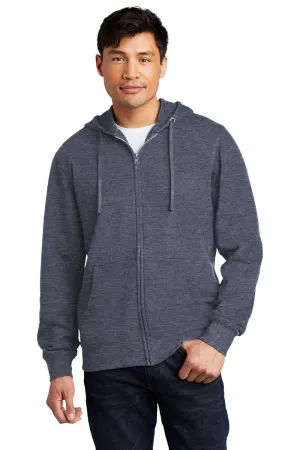 District Herren Sehr Wichtiger Fleece Full-Zip Kapuzenpullover Hoodie mit Taschen - Heather Navy Blau