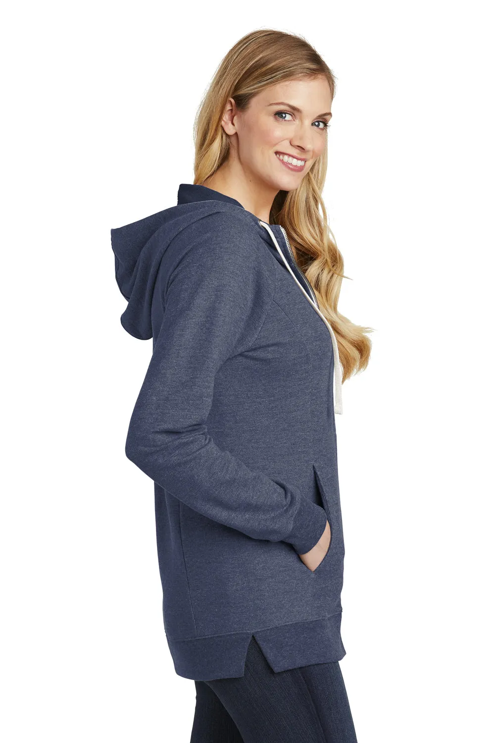 Damen Perfektes French Terry Full Zip Kapuzenpullover Hoodie mit Taschen - Neu Marineblau - Ausverkauf