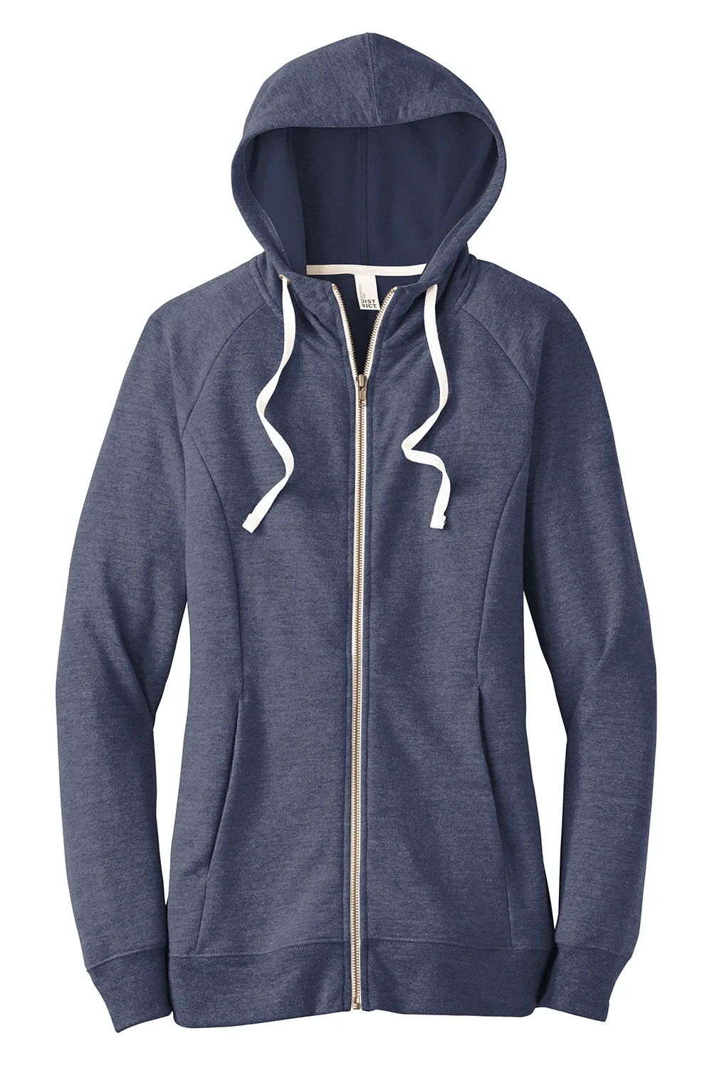 Damen Perfektes French Terry Full Zip Kapuzenpullover Hoodie mit Taschen - Neu Marineblau - Ausverkauf