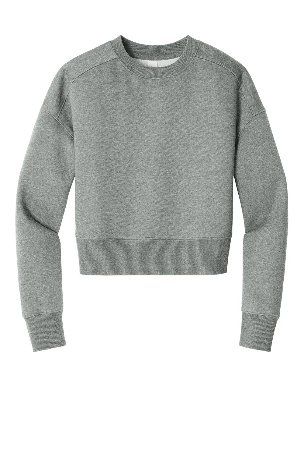 District Damen Perfektes Gewicht Fleece Cropped Crewneck Sweatshirt - Heather Stahlgrau