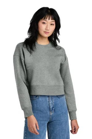 District Damen Perfektes Gewicht Fleece Cropped Crewneck Sweatshirt - Heather Stahlgrau