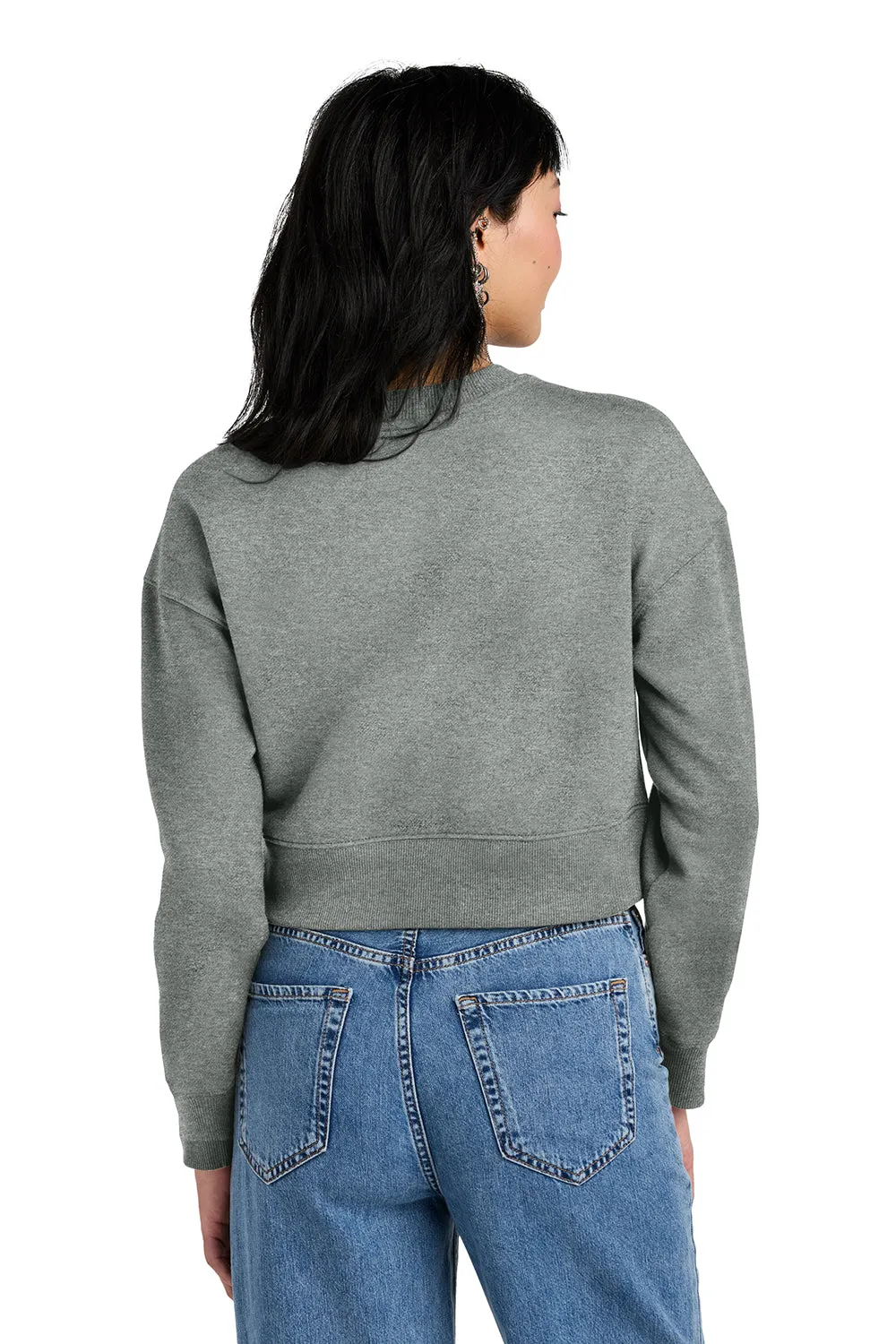 District Damen Perfektes Gewicht Fleece Cropped Crewneck Sweatshirt - Heather Stahlgrau