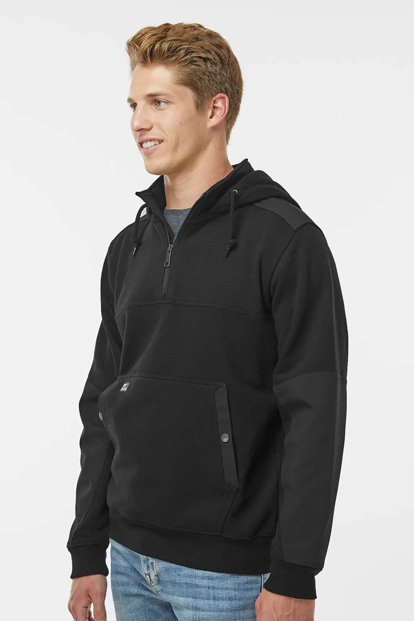 Dri Duck Herren Mission Fleece wasserabweisender 1/4-Zip Kapuzenpullover Hoodie mit Beuteltasche - Schwarz
