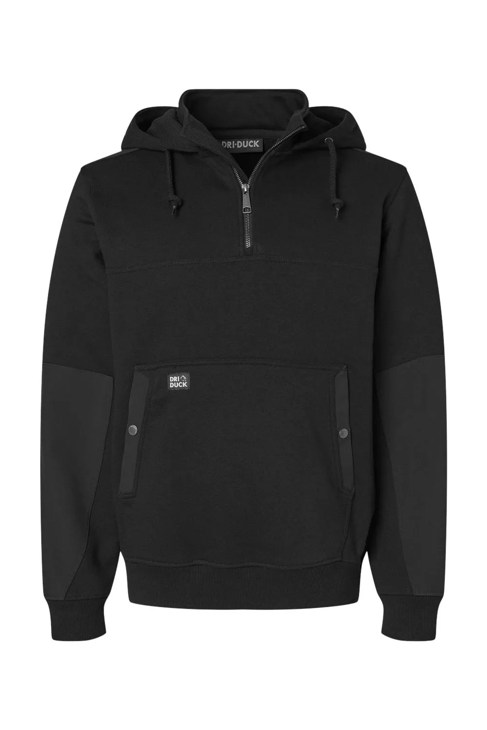 Dri Duck Herren Mission Fleece wasserabweisender 1/4-Zip Kapuzenpullover Hoodie mit Beuteltasche - Schwarz