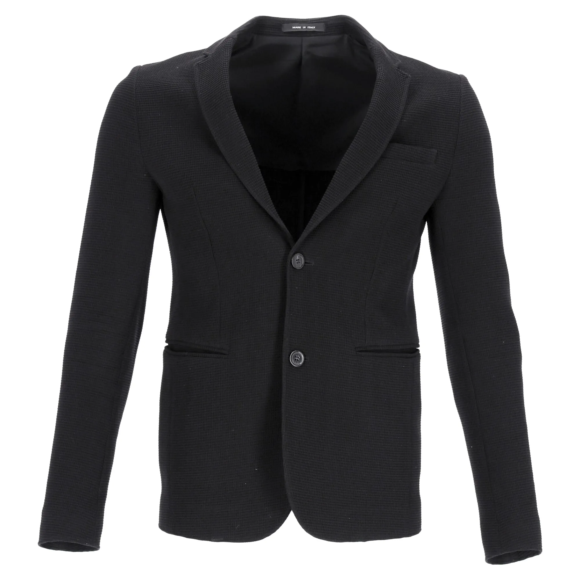 Emporio Armani Einreihiger Blazer mit Taschen in schwarzer Wolle