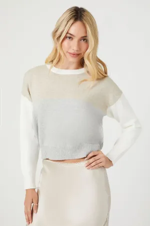 Forever 21 Strickpullover für Damen mit Colorblock-Detail und abgesetzten Ärmeln in Weiß/Mehrfarbig Forever 21