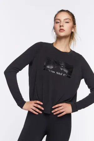 Forever 21 Damen Active Aspen Ski Club Grafik Top Schwarz/Mehrfarbig Forever 21