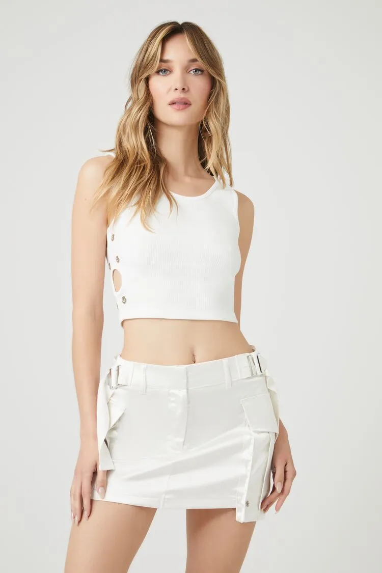 Forever 21 Damen Augeletten Cropped Tanktop Weiß Forever 21