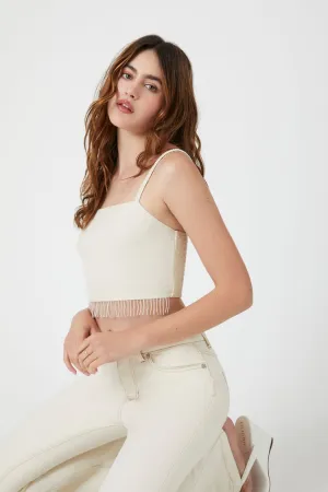Forever 21 Frauen Fransen Rüschen-Crop-Cami Sandshell Forever 21