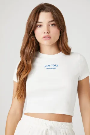 Forever 21 Damen Manhattan Grafik Baby T-Shirt Vanille/Mehrfarbig Forever 21