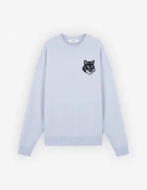 Fox Head Intarsia Comfort Pullover Himmelblau
