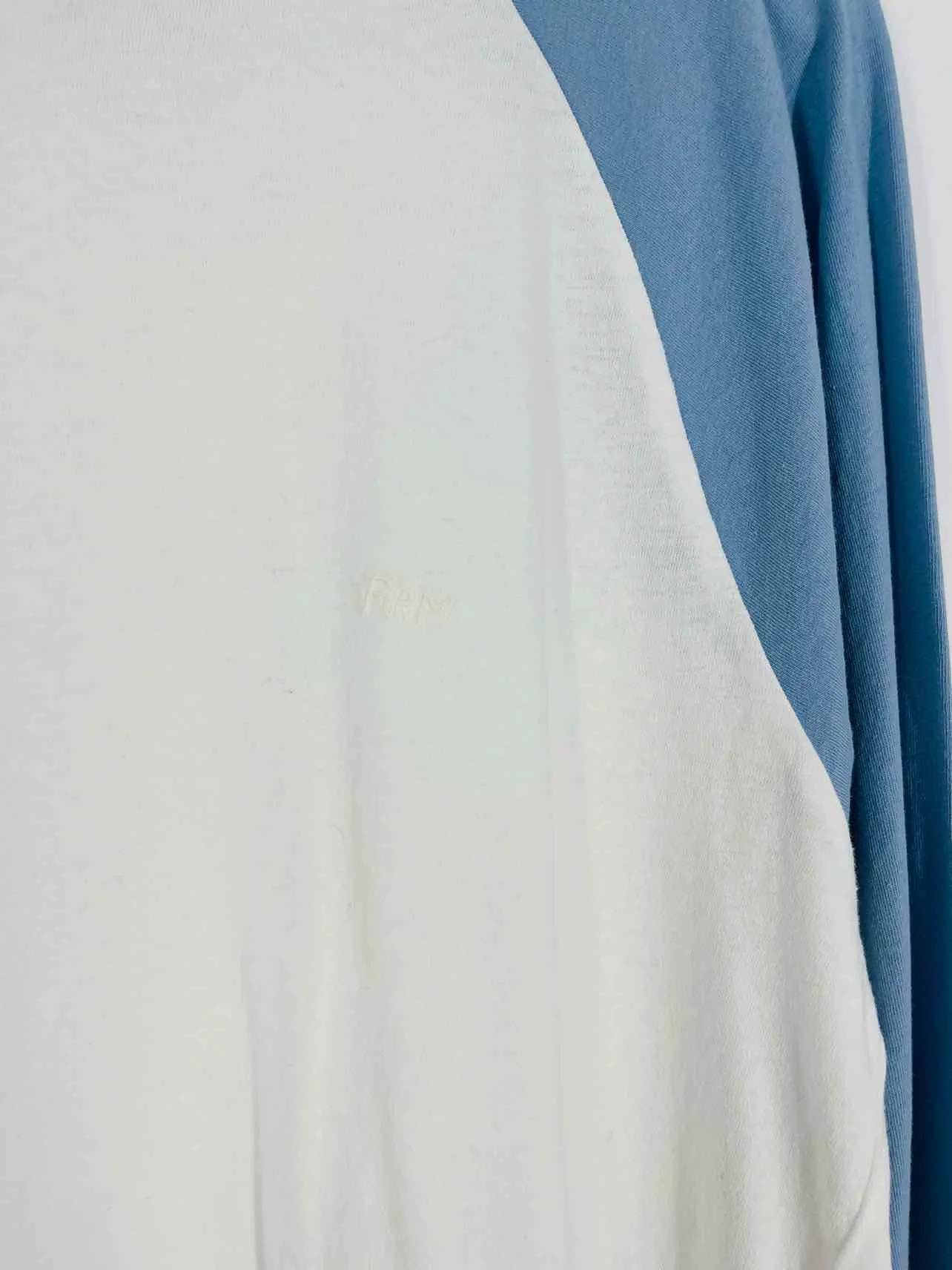 Rahmengröße L Blau/Weiß Farbblock Baumwolloberteil Langarm-3/4 Ärmel