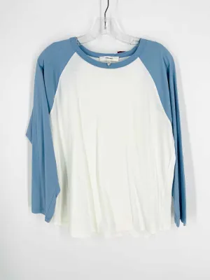 Rahmengröße L Blau/Weiß Farbblock Baumwolloberteil Langarm-3/4 Ärmel