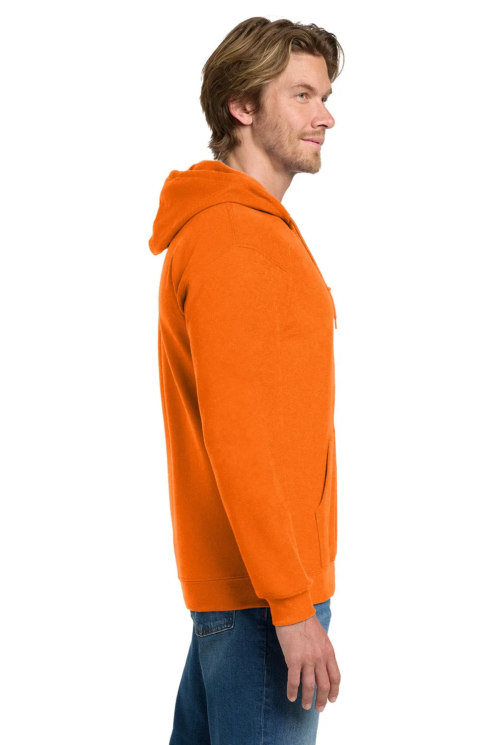Gildan Herren Kapuzenpullover mit Reißverschluss und Taschen - Sicherheitsorange