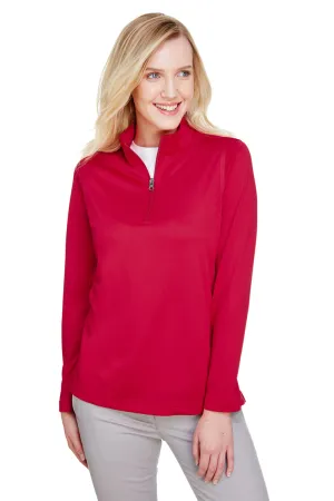 Harriton Damen Advantage Performance Feuchtigkeitstransportierendes 1/4-Zip Sweatshirt - Rot