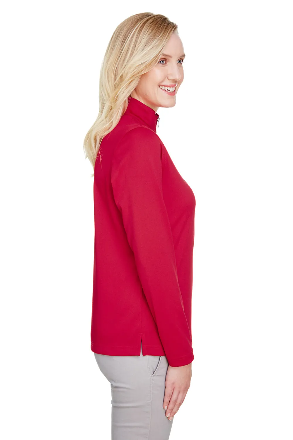 Harriton Damen Advantage Performance Feuchtigkeitstransportierendes 1/4-Zip Sweatshirt - Rot