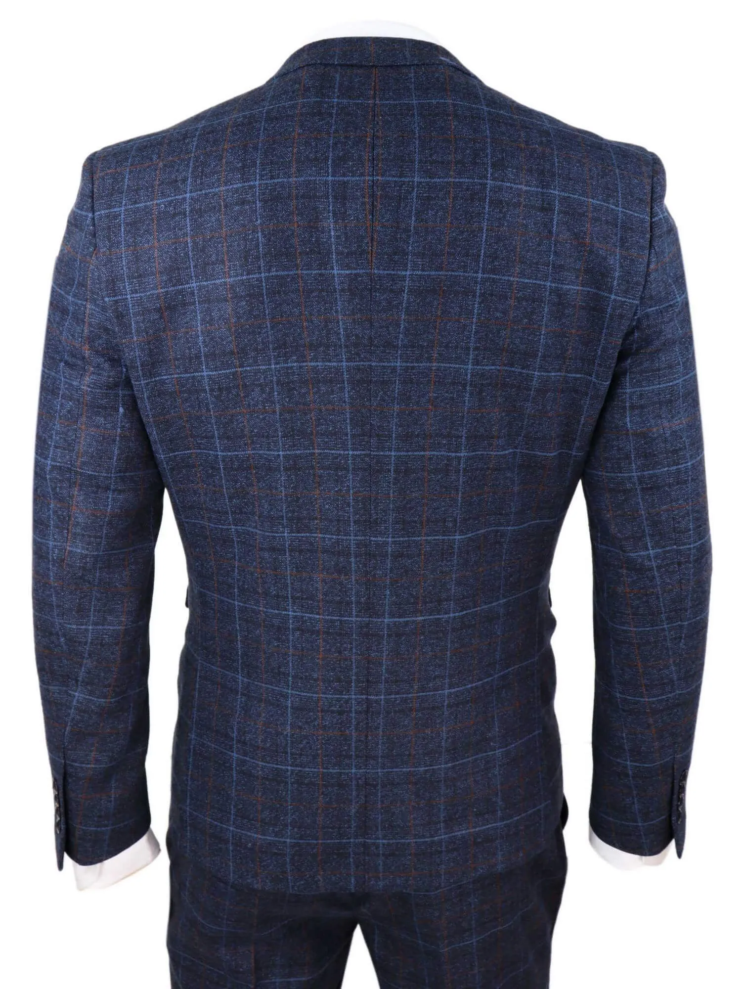 Harvey Navy Tweed Check 3-teiliger Anzug