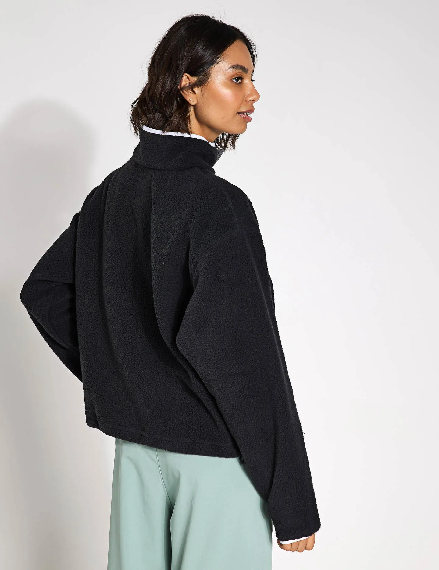 Helvetia II Cropped Sherpa Half Snap Fleece - Schwarz