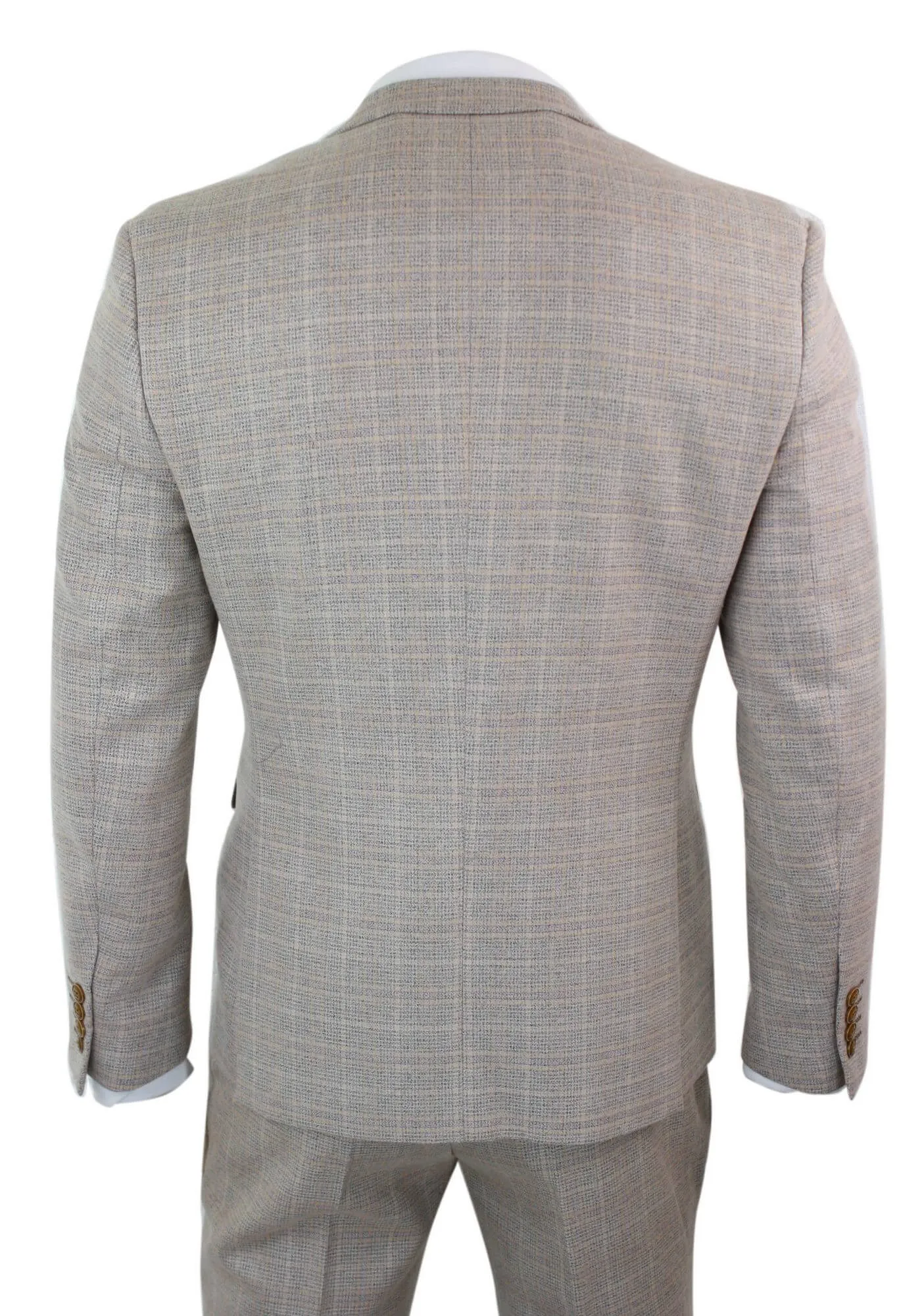 Holland Check Tweed Beige 3-teiliger Anzug
