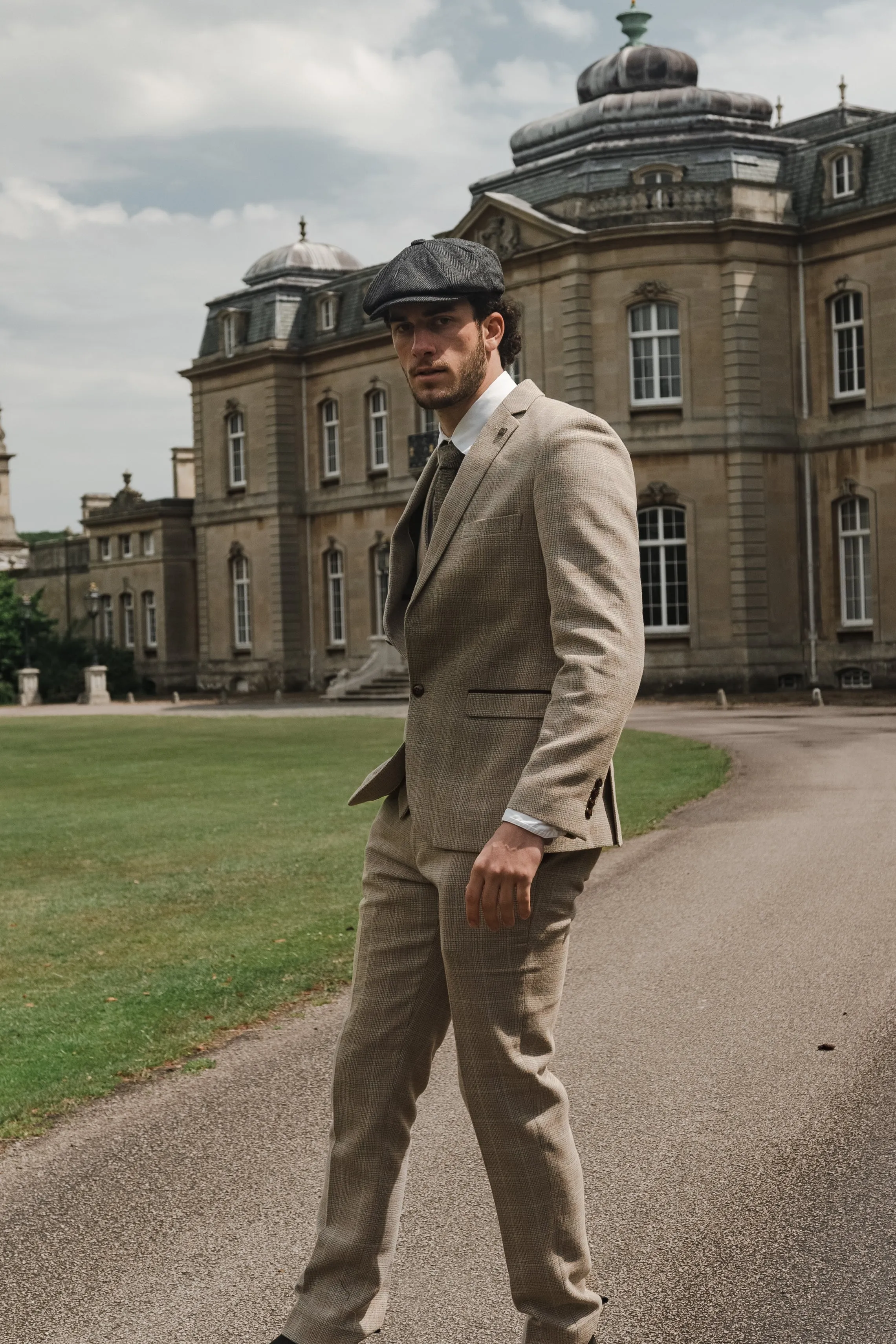 Holland Check Tweed Beige 3-teiliger Anzug