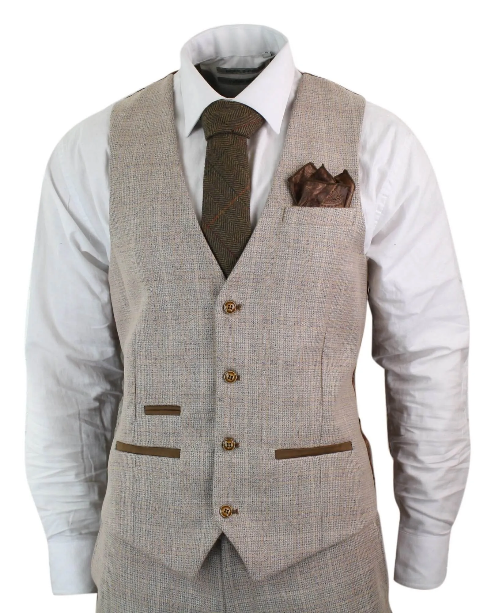 Holland Check Tweed Beige 3-teiliger Anzug