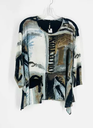 IC von Connie K Größe S Schwarz/Braun/Weiß Druck Oberteile Top mit 3/4-Ärmel