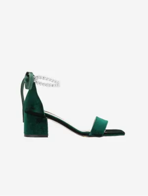 Illy Vegan Velvet & Pearl Pumps | Grün
