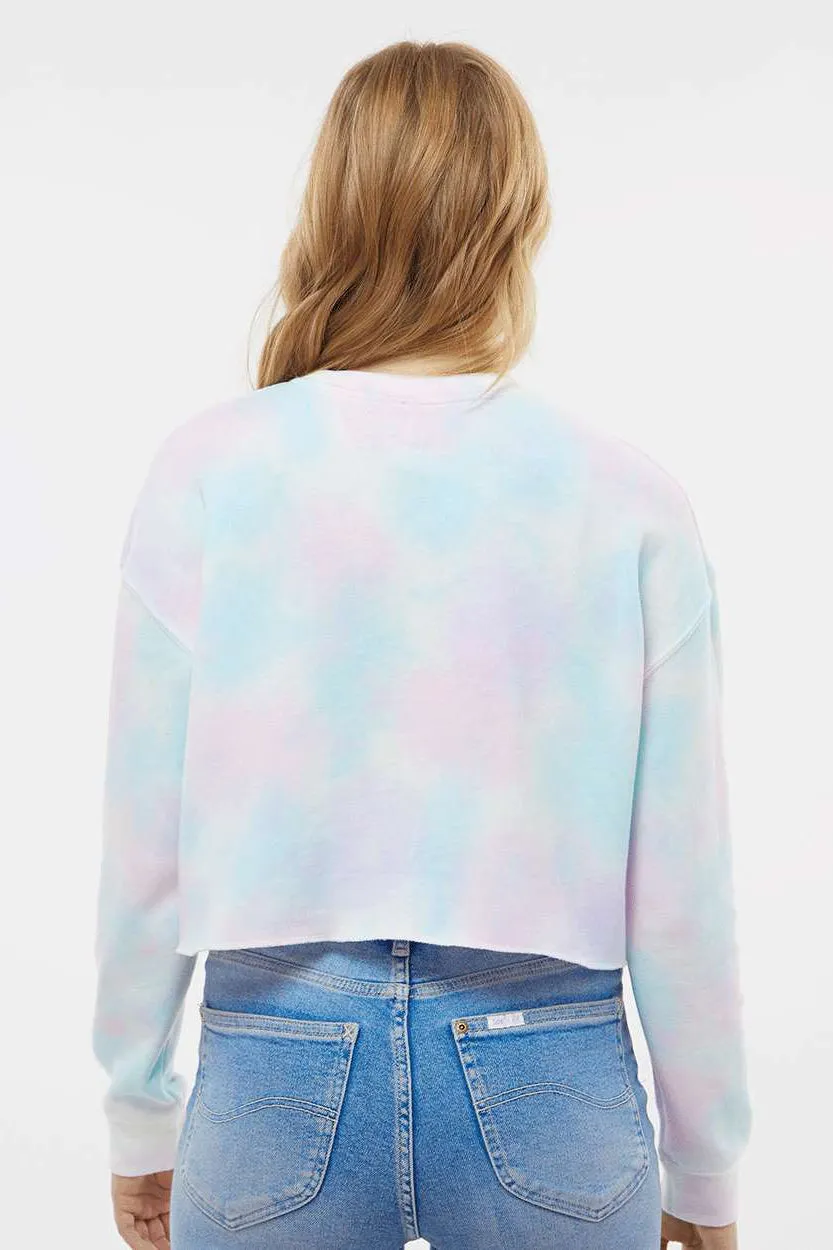 Independent Trading Company Damen Crop Crewneck Sweatshirt - Zuckerwatte-Tie-Dye