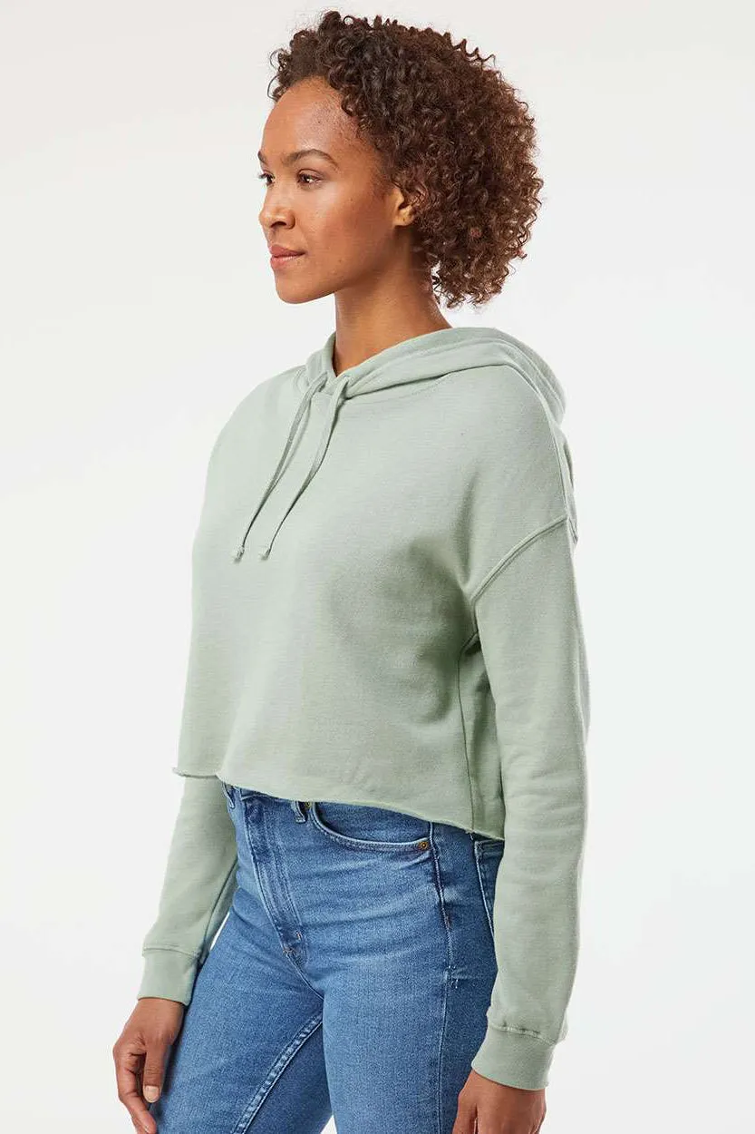 Independent Trading Company Damen Crop Kapuzenpullover Hoodie - Salbeigrün
