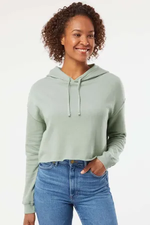 Independent Trading Company Damen Crop Kapuzenpullover Hoodie - Salbeigrün