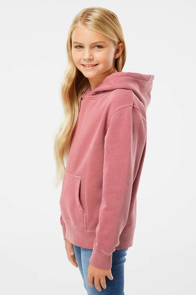 Independent Trading Company Jugendliche Pigmentgefärbte Kapuzenpullover Hoodie mit Beuteltasche - Kastanienbraun