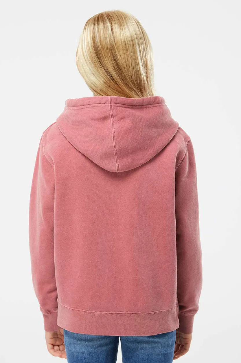 Independent Trading Company Jugendliche Pigmentgefärbte Kapuzenpullover Hoodie mit Beuteltasche - Kastanienbraun