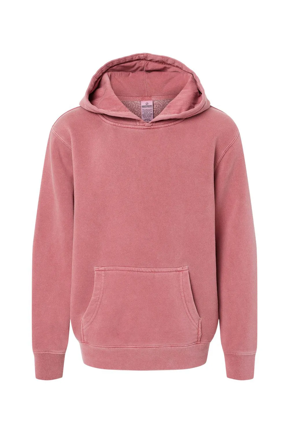 Independent Trading Company Jugendliche Pigmentgefärbte Kapuzenpullover Hoodie mit Beuteltasche - Kastanienbraun