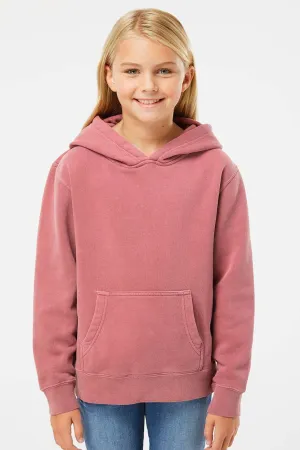 Independent Trading Company Jugendliche Pigmentgefärbte Kapuzenpullover Hoodie mit Beuteltasche - Kastanienbraun