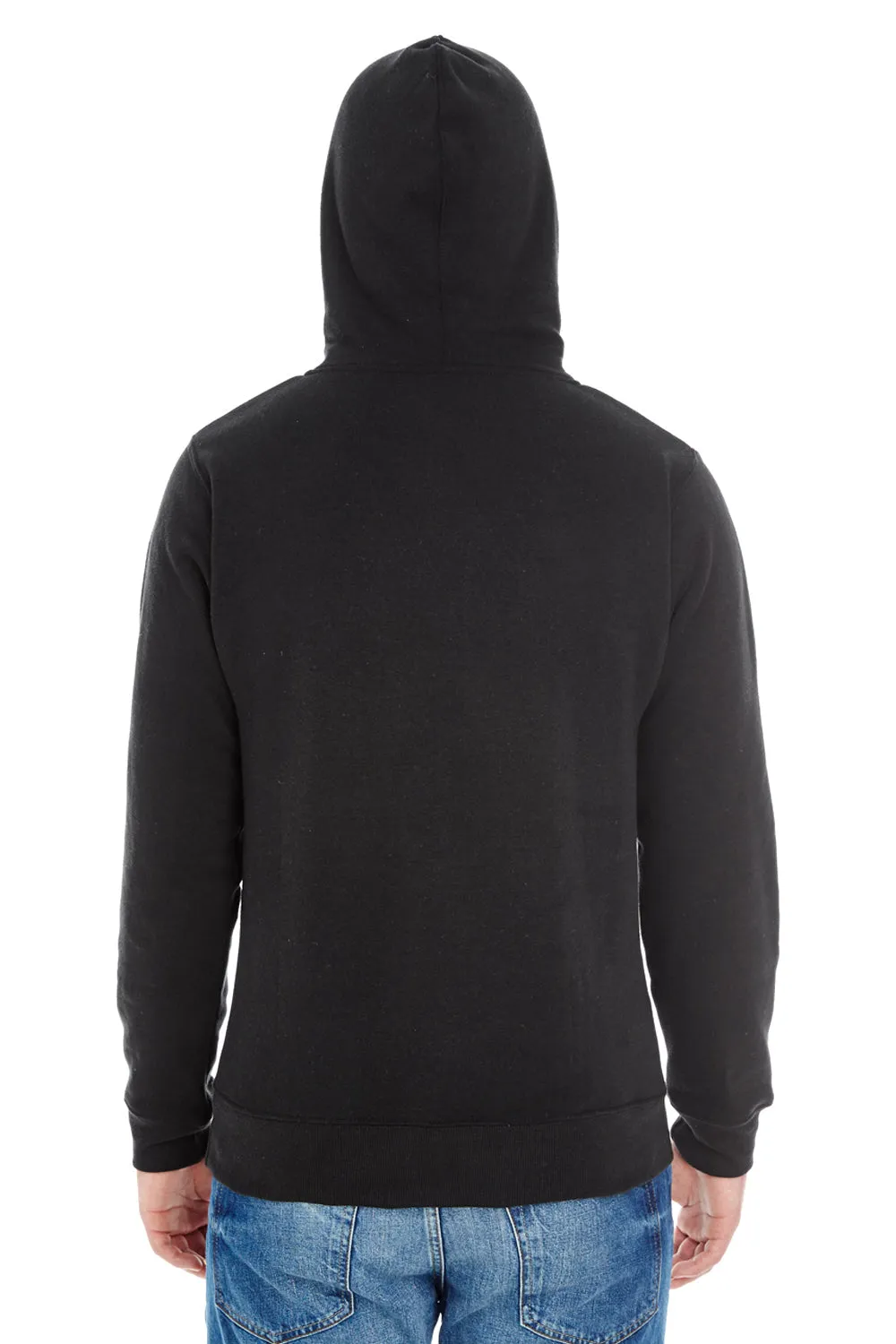 J America Herren Fleece Kapuzenpullover mit Kangaroo-Tasche - Einfarbig Schwarz