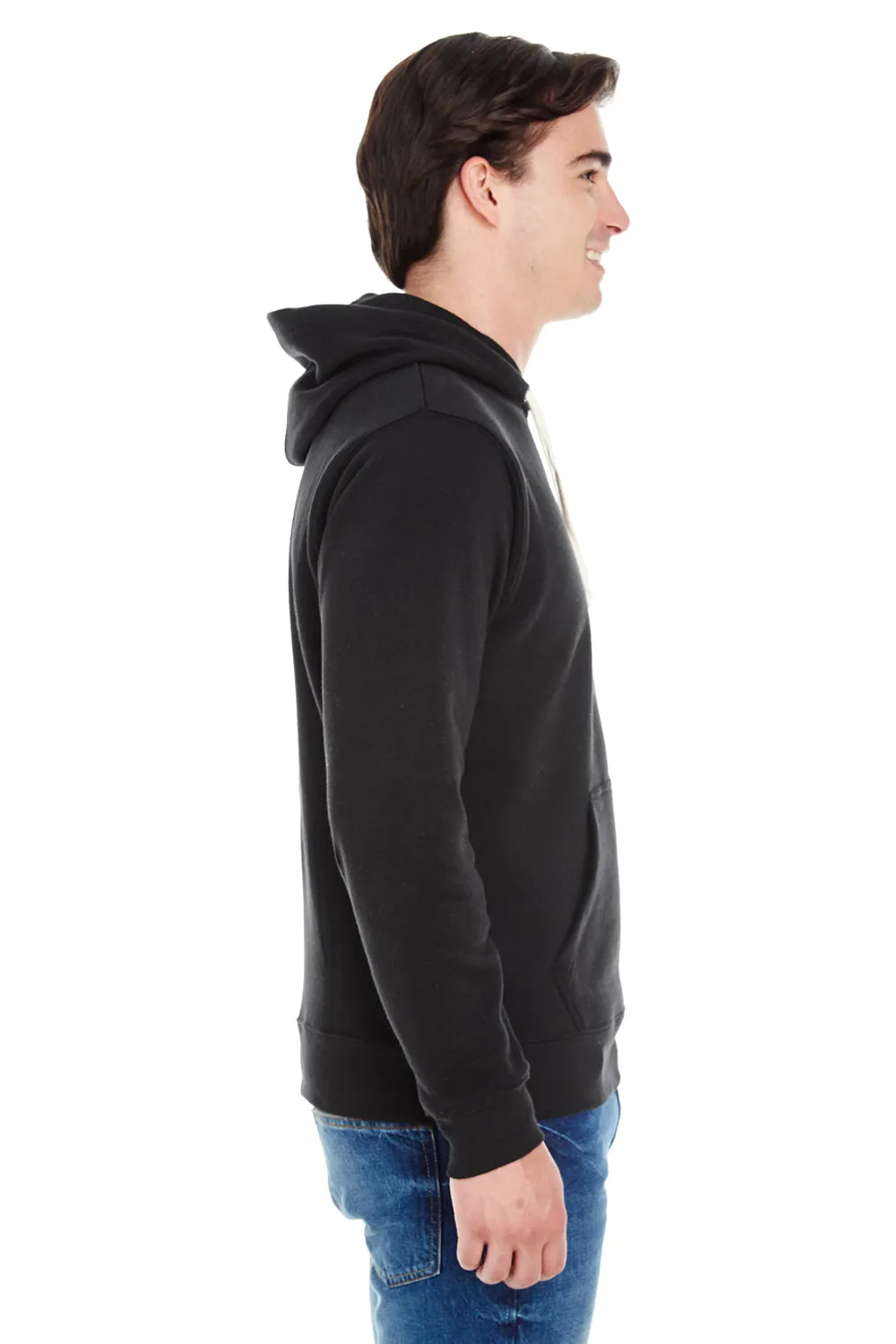 J America Herren Fleece Kapuzenpullover mit Kangaroo-Tasche - Einfarbig Schwarz