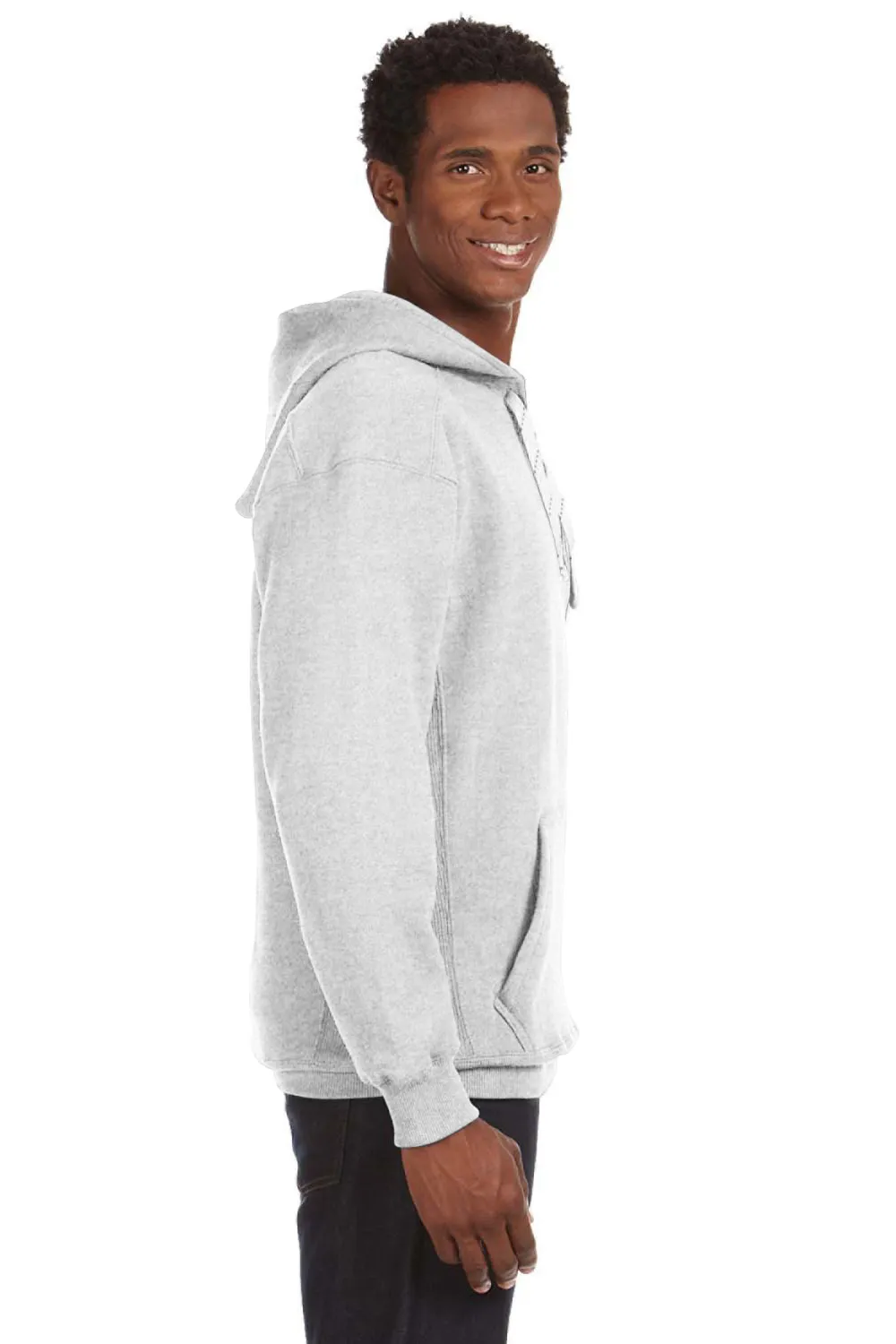 J America Herren Sport Kapuzenpullover mit Schnürung und Kangaroo-Tasche - Aschgrau