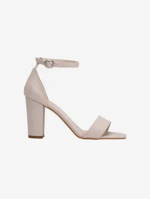 Jess Vegan High Heels mit offener Spitze und Blockabsatz | Beige