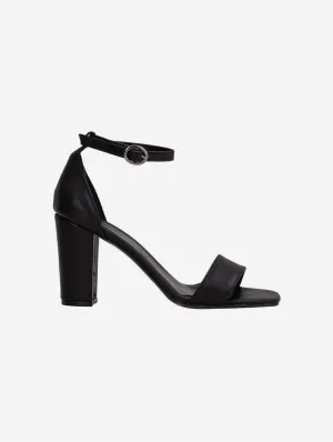 Jess Open-Toe Block Absatz Vegane High Heels | Schwarz