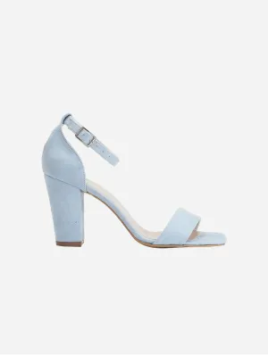 Jess offene Blockabsatz-Pumps aus veganem Wildleder | Blau