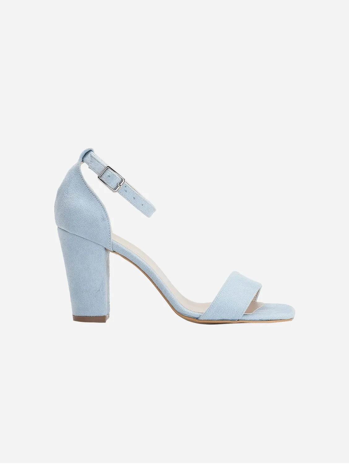 Jess offene Blockabsatz-Pumps aus veganem Wildleder | Blau
