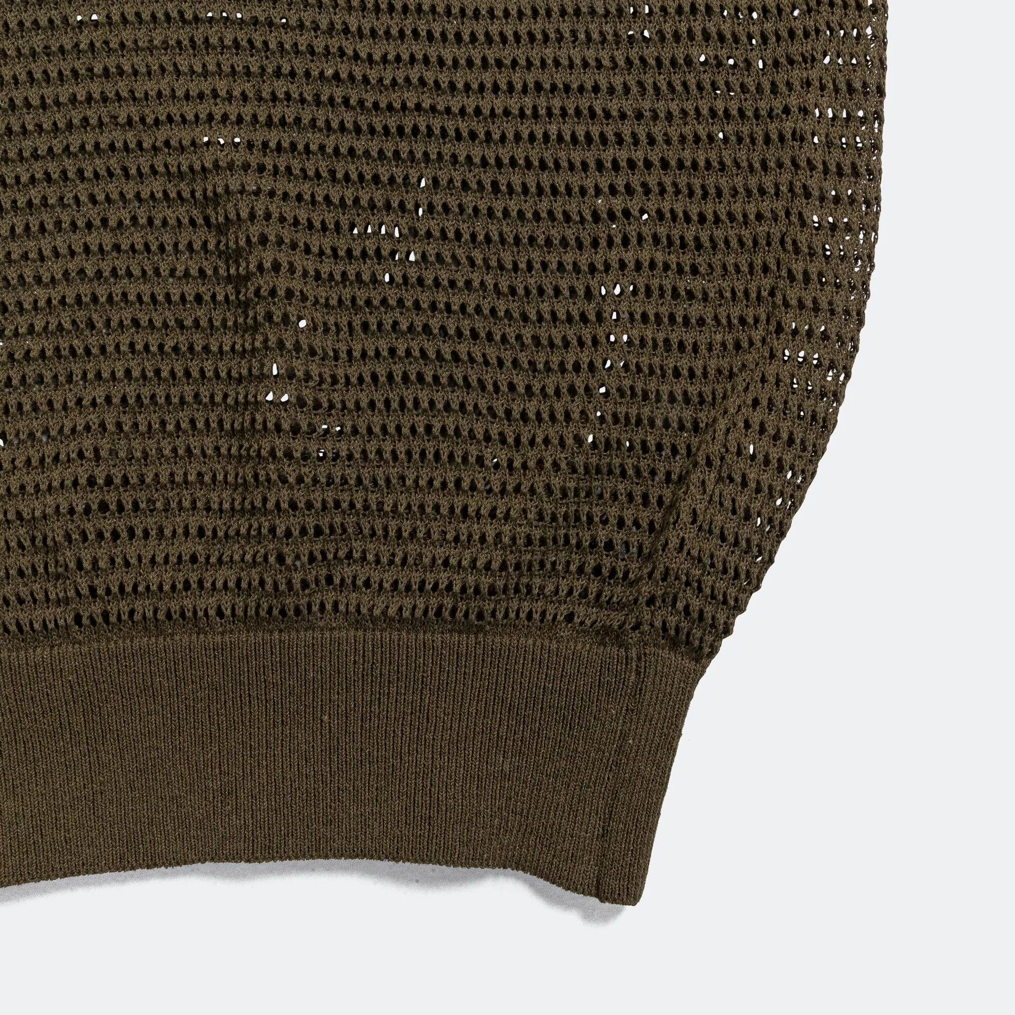 Kapital Clothing 12G Mesh Strick CAROL Polo - Khaki