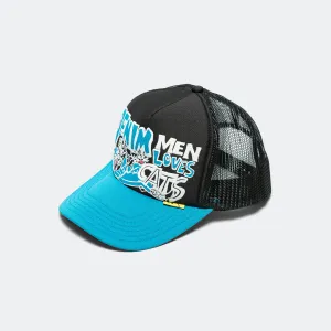 Kapital Clothing DENIM MÄNNER LIEBEN KATZEN Trucker Cap - Schwarz/Blau