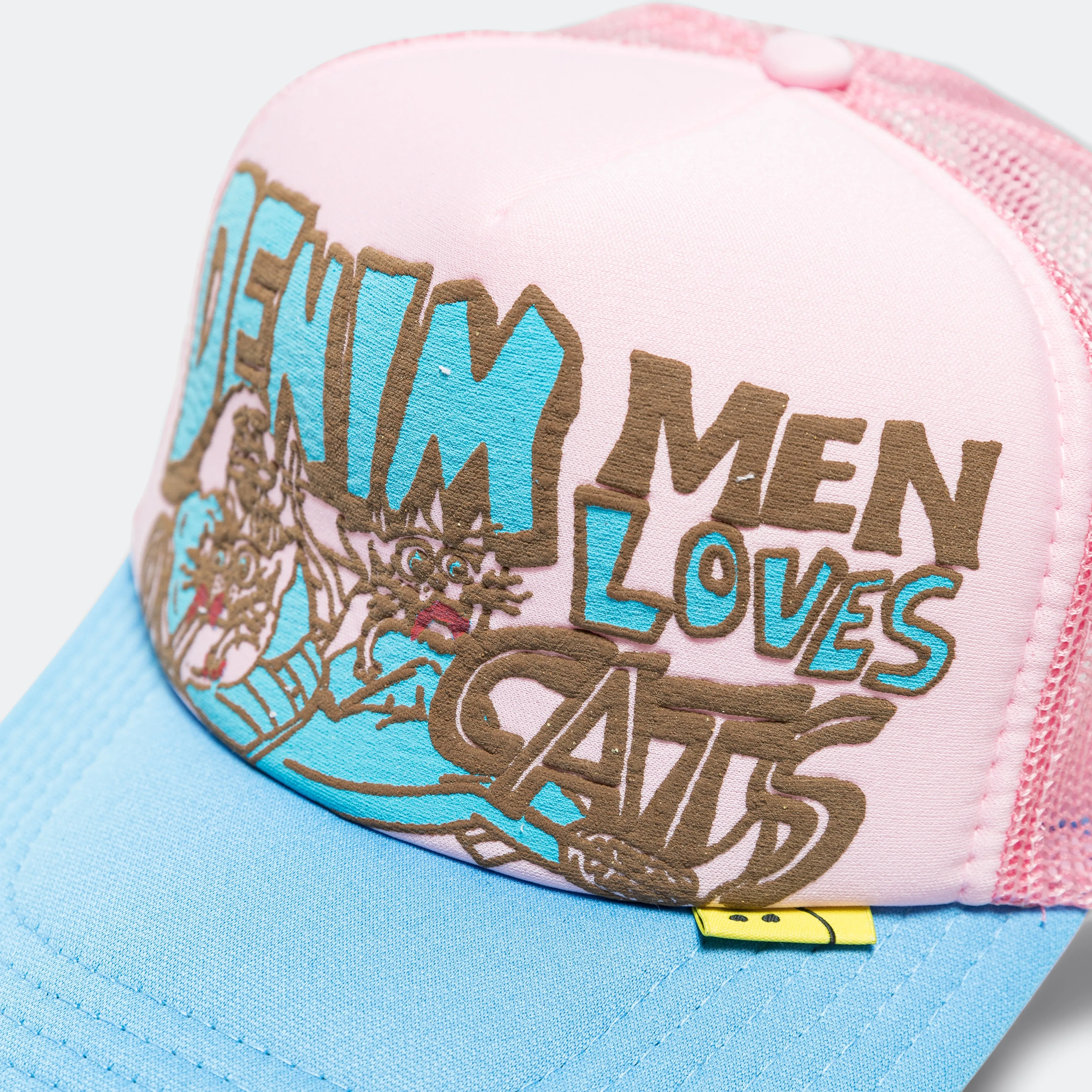Kapital Clothing DENIM MÄNNER LIEBEN KATZEN Trucker Cap - Rosa/Türkis