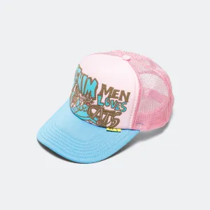 Kapital Clothing DENIM MÄNNER LIEBEN KATZEN Trucker Cap - Rosa/Türkis