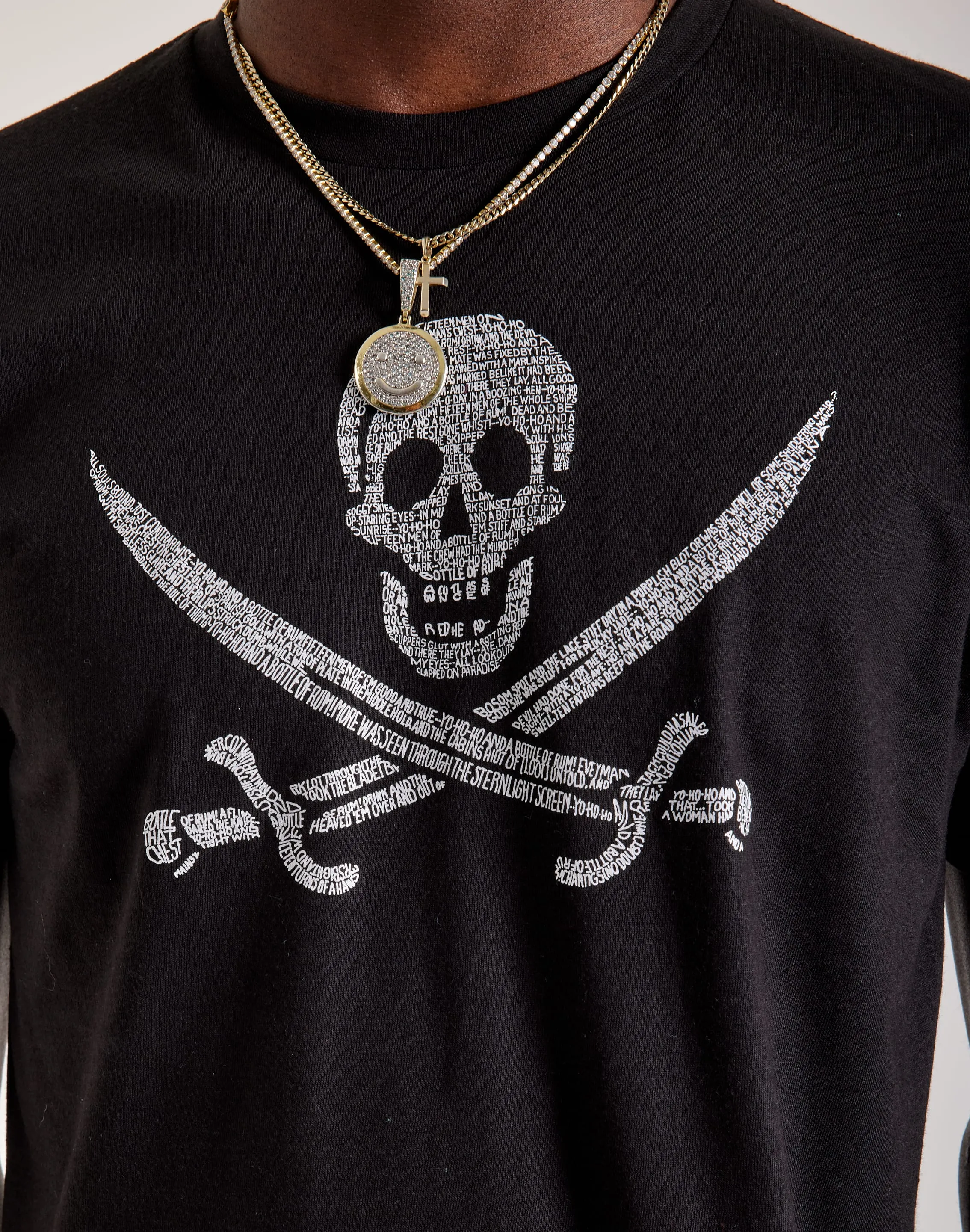 LA Pop Art Wortkunst Piraten-Schädel T-Shirt