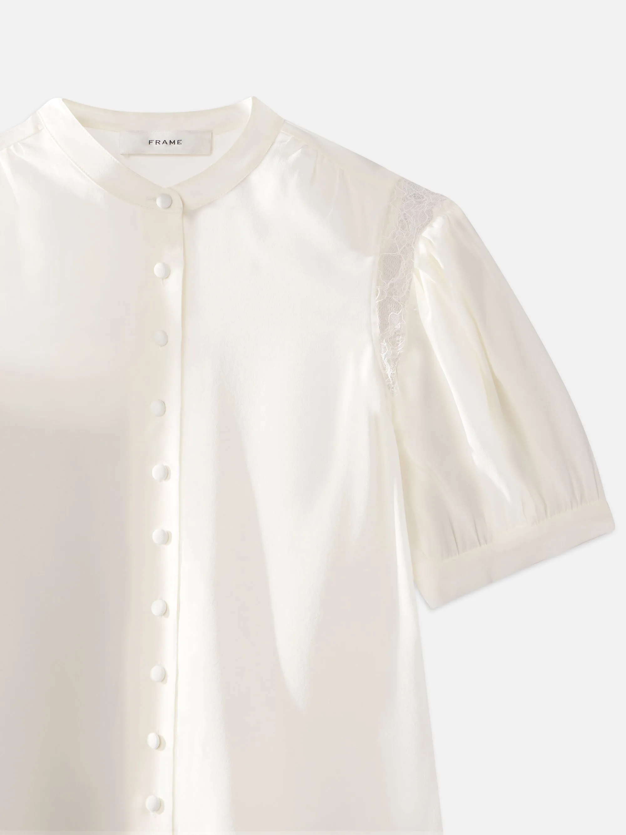 Spitzen-Schulter-Einsatz-Bluse -- Creme