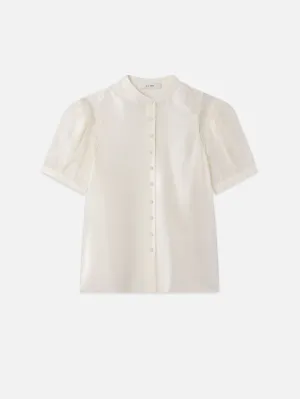 Spitzen-Schulter-Einsatz-Bluse -- Creme