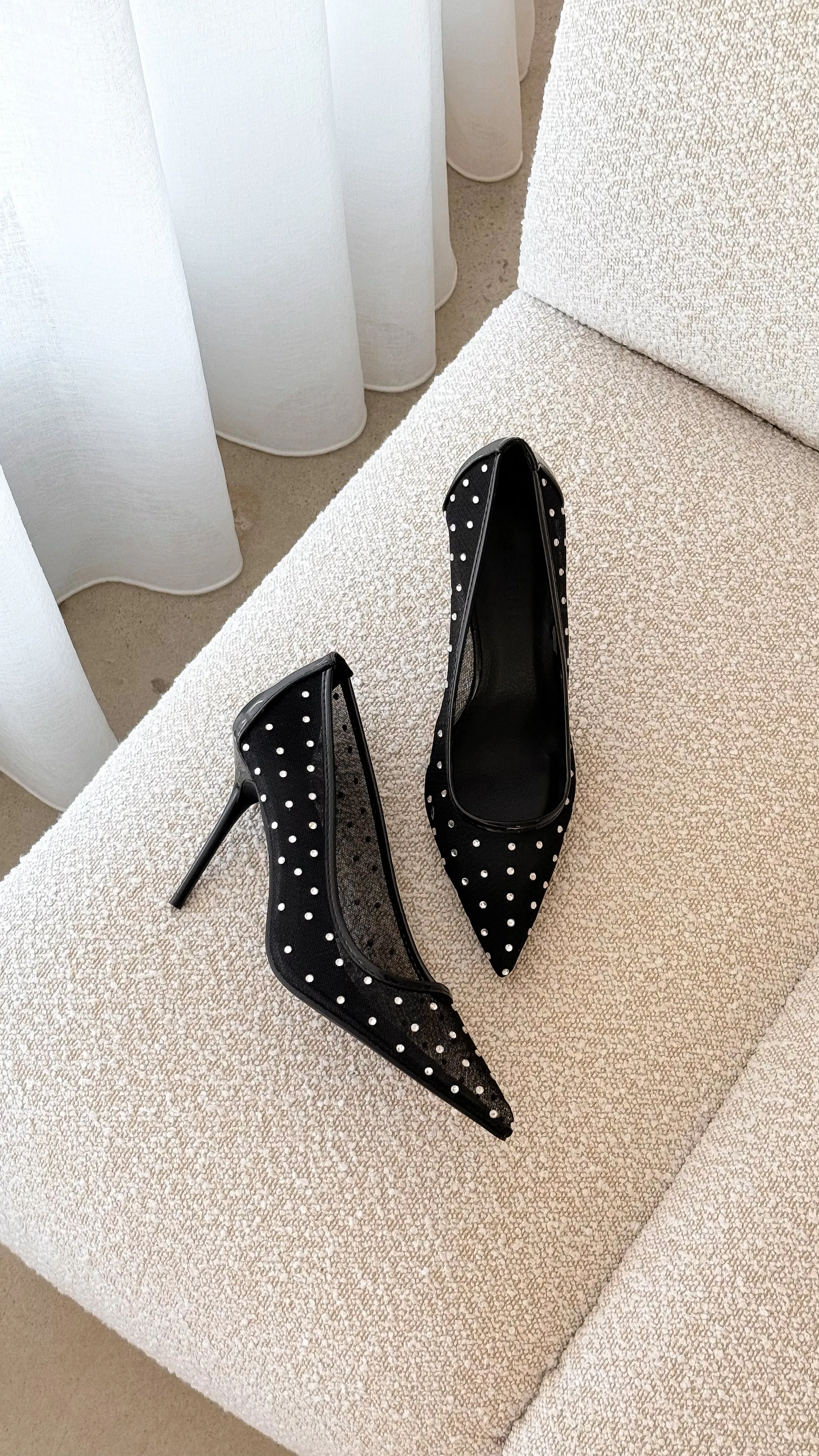 Lee Heels - Schwarzes Mesh mit Strass