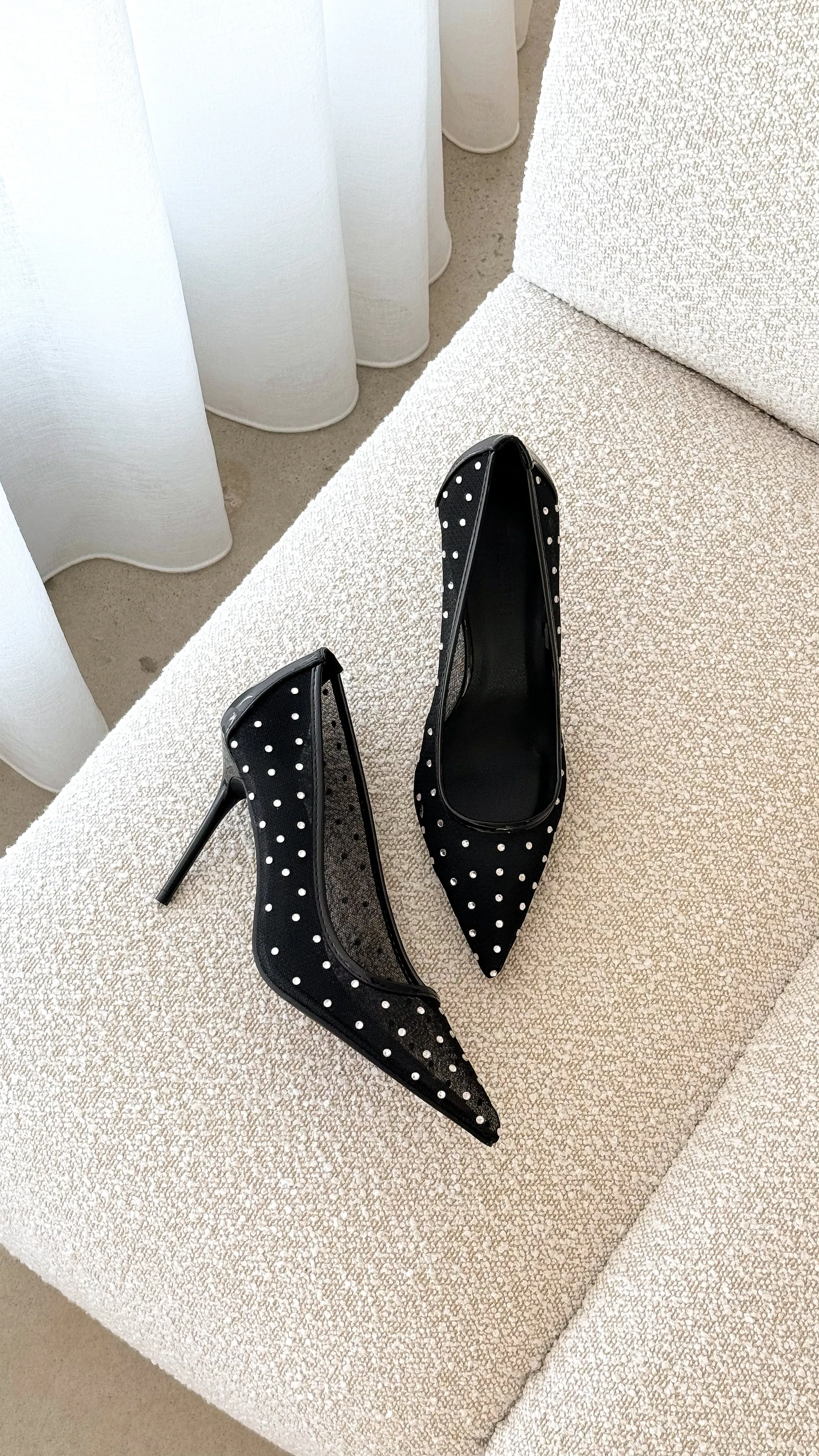 Lee Heels - Schwarzes Mesh mit Strass